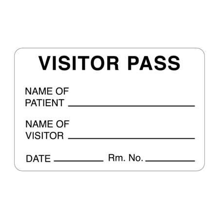 NEVS Visitor Pass - Name Of Patient/Visitor 1-15/16" x 3" VP-White